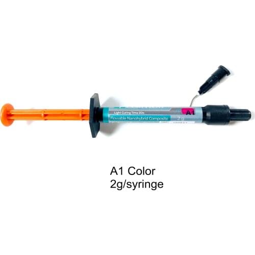 Dental T Com Flow Flowable Composite Resin Fask Quick A1 Color With Pre-bent Syringes