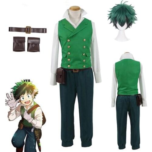 Boku No Hero Academia My Hero Academia Midoriya Izuku Warrior Uniform Vest Shirt Pants Outfit Anime Cosplay Costumes and wig