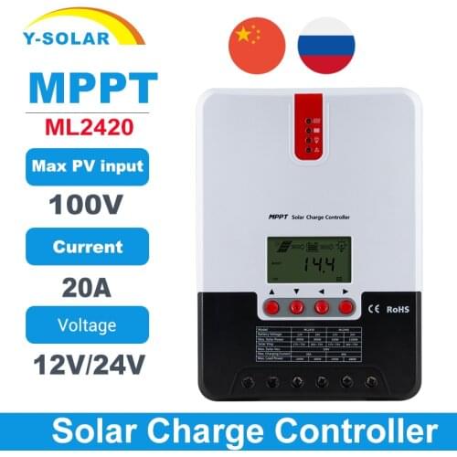 PowMr ML2420 20A 12V/24V Auto MPPT Solar Charge Controller Charger for AGM Lead Acid Gel Lithium Battery Max 100V PV Regulator
