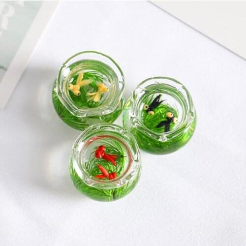 1/12 Lovely Dollhouse Miniature Glass Fish Tank Bowl Aquarium Doll House Home Ornaments Toys