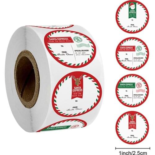 1inch Merry Christmas Stickers Christmas Tree Candy Bag Sealing Sticker XMAS Gifts decor Cards postcard Label New Year Ornaments