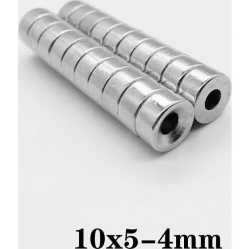 10~200PCS 10x5-4 Stong Neodymium Magnets Disc 10x5 mm Hole 4mm Minor Diameter Magnet Round Countersunk Magnetic 10*5-4 mm 10*5