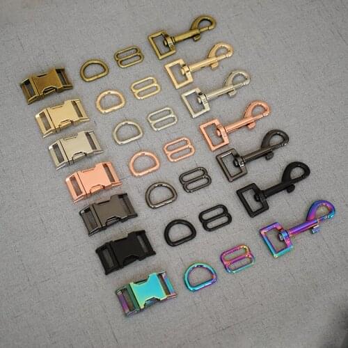 10 sets 20mm metal straps slider Adjuster B Ring release buckle snap clasp for pet dog collar High quality hardware accessories