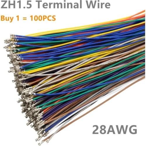 100PCS ZH1.5 1.5mm PitchConnector Terminal Wire Electronic Wire Single/double Head without Housing 28AWG 50/100m/150m/200/ 300mm