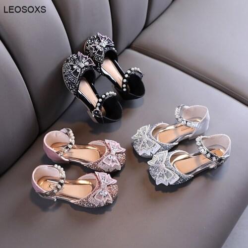 2021 Summer Fashion Girls' Princess Casual Shoes Performance Dance Single Shoes Sequin Bow ChildrensSandals