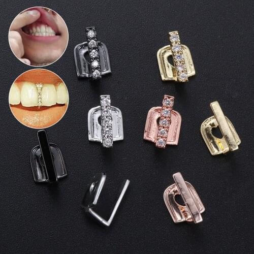 2021 New Hip Hop Gold Teeth Grillz Top Crystal Grills Dental Mouth Punk Teeth Caps Cosplay Party Tooth Rapper Funny Jewelry Gift