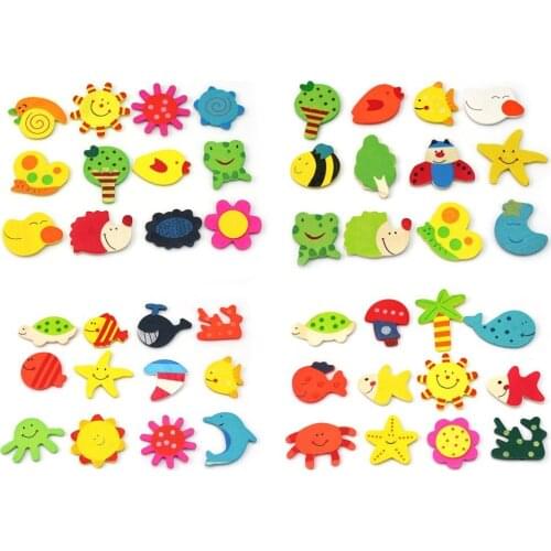 24 x Wood Refrigerator Refrigerator Magnets Educational Toy for Baby Boy