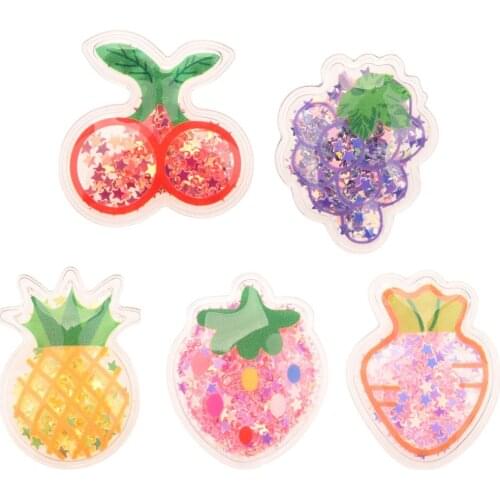 25PCS 1.2inch PVC Fruit Sequin Baby Girls Hair Accessories For Hairbows Hair Clips Barrette Supplies Center Headwear Accessory