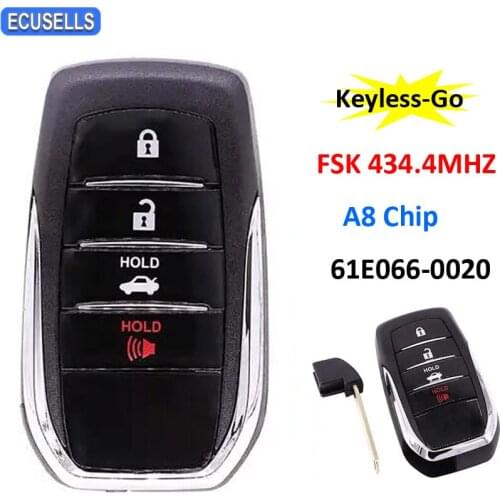 3+1/4 Button FSK 434.4MHz Keyless-Go Remote Car Key Board 61E066-0020 A8 Chip TOY12 for Toyota Camry Southeast Asia 2015-2018
