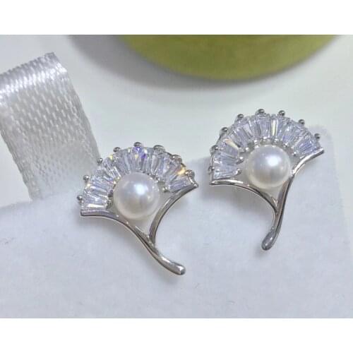 925 Sterling Silver Earrings Mounts Findings Mountings Settings Jewelry Parts Fittings for Pearls Coral Jade Agate Beads Stones