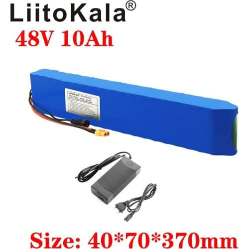 LiitoKala 48V E-bike battery 48v 10ah 18650 li-ion battery pack bike conversion kit 1000w XT60 plug + 54.6v 2A Charger