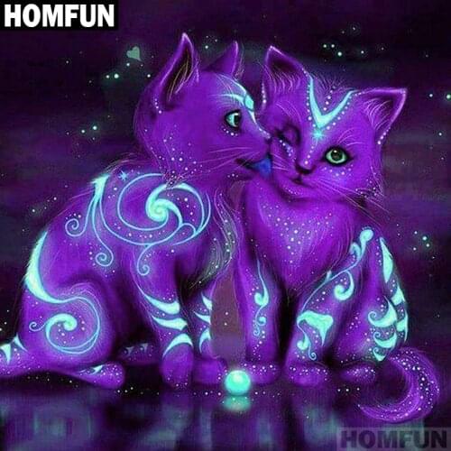 HOMFUN Full Square/Round Drill 5D DIY Diamond Painting "Cartoon painted cat" 3D Embroidery Cross Stitch 5D Decor Gift A01193