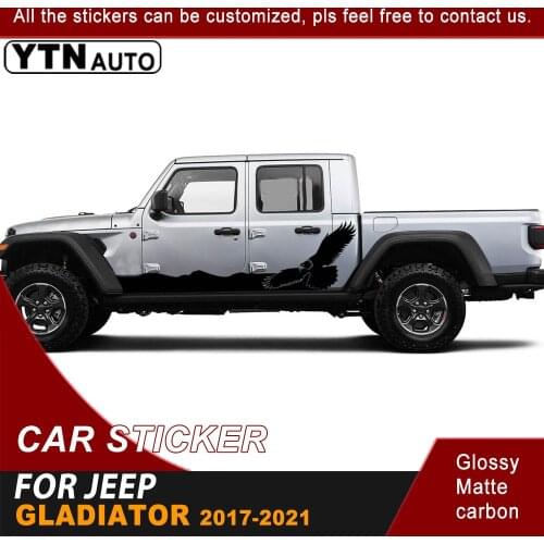 Car Stickers 2 Pieces Side Door Eagle Racing Stripe Graphic Vinyl Cool Car Decal Fit For Jeep Gladiator 2017 2018 2019 2020 2021