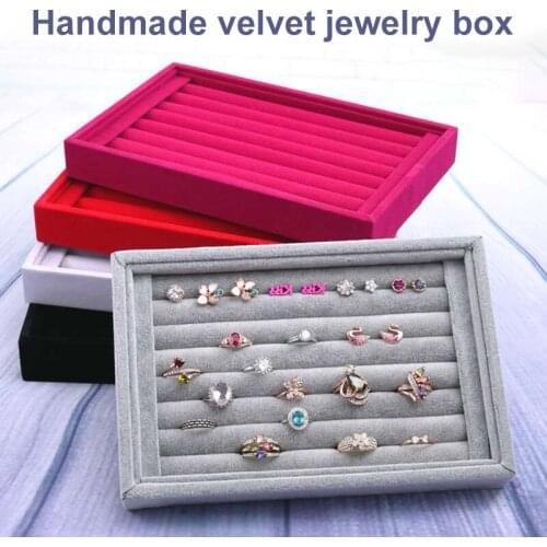 Velvet Woman Jewelry Ring Earrings Box Organizer Ear Studs Display Stand Holder Rack Tray Plate Case Bracelet Bangle Storage