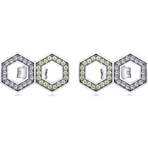 Infinite Love Stud Earring 100% 925 Silver Jewelry with Clear CZ Free Shipping