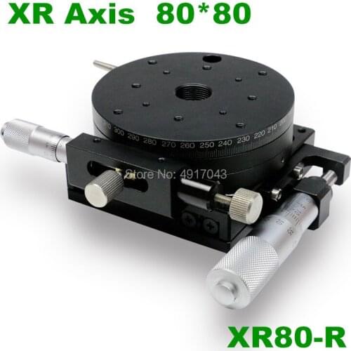 Free shipping XR Axis 80mm XR80-R Stage Parallel Movement and Rotating Platform optical Manual displacement Sliding Table