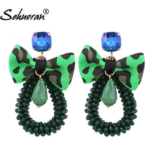 Sehuoran Crystal Beads Big Drop Earrings For Woman With Crystal Stone Oorbellen Long Earring For Weddings Earrings Brand Jewelry