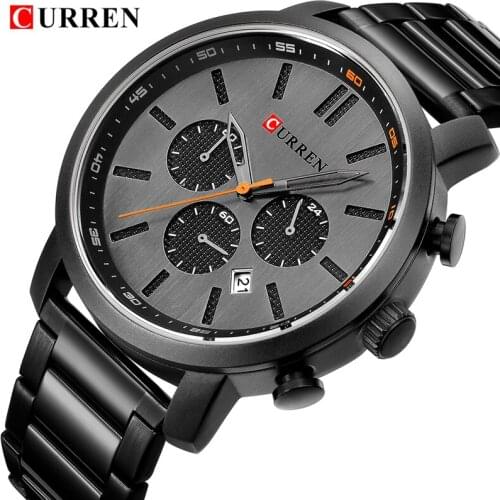 Top Luxury Brand CURREN Mens Sports Business Watch Mens Stainless Steel Quartz Watch Mens waterproof clock Relogio Masculino