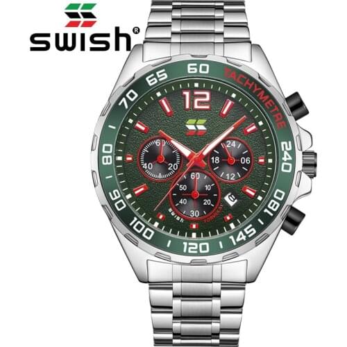 SWISH Mens Casual Sports Watch Top Luxury Brand Mens Watch Waterproof Luminous Stainless Steel Mens WristWatch Мужские часы