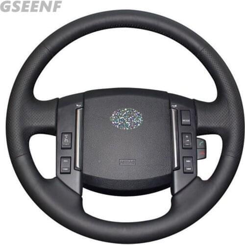 DIY Steering Wheel Cover Black Genuine Leather Car Steering Wheel Cover for Land Rover Freelander 2 2007-2012
