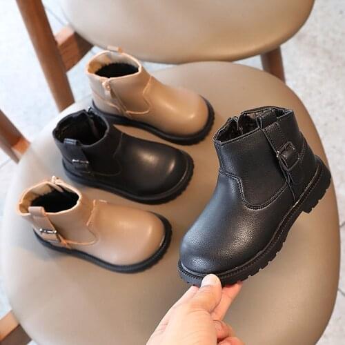 Kids Boots 2021 Winter Shoes Girls Ankle Boots Buckle Casual Shoes Boys Martin boots Children Belt Booties Baby Toddlers 1-14y