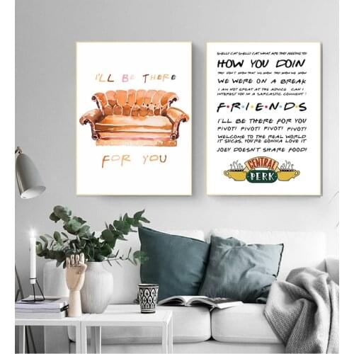 Friends Sublimation Design Wall Pictures Home Decor Friends TV Show Poster Quotes Canvas Art Print Painting Central Perk Poster