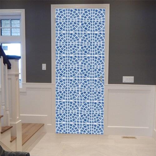 European Mosaic Art Creativity Door Sticker DIY PVC Self Adhesive Waterproof On The Door Home Decoration Renovation Posters Tile