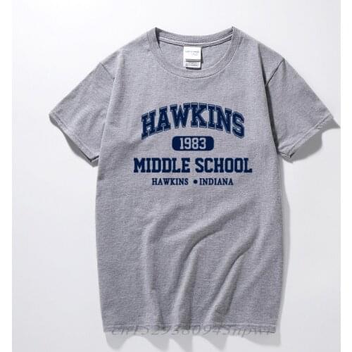 STRANGER THINGS Hawkins High School short sleeve t shirts tee tshirts 100% cotton jersey joggers free shipping
