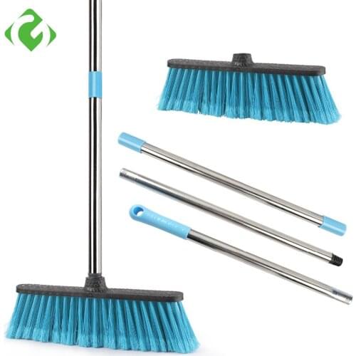 GUANYAO Floor Cleaning Broom with Adjustable Long Handle Plastic Brooms Scrubber for Cleaning Bathroom Courtyard Portable Tools