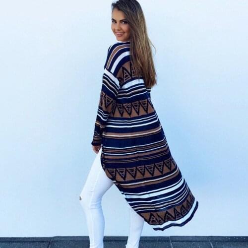 Mid-Length Cardigan Sweater 2020 Womens Printed Cardigan Sweaters Ladies Casual Long-Sleeved Knitted Sweater Autumn Winter