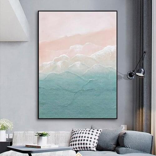Pure handpainted oil painting modern minimalist living room handmade decorative painting sea abstract painting seascape painting