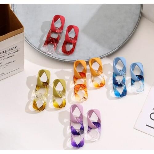 KISS WIFE PUNK Acrylic Resin Chain Earrings For Women Transparent Crossed Drop Earrings 2021 Trend Fashion Jewelry