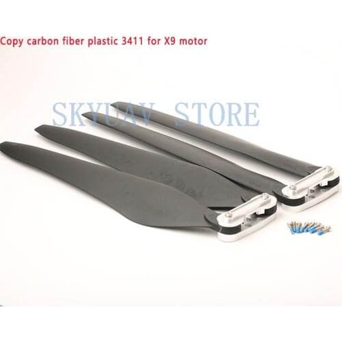 Copy Carbon Fiber Plastic Hobbwing 3411 Propeller Clamp Paddle CW CCW Paddle for Hobbywing X9 motor