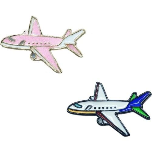 Fashion Cartoon mini plane metal Enamel Lapel Pin Brooch Blue and Pink Badge Brooch Jewelry Gift for children and friends