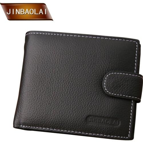 JINBAOLAI Famous Brand Men Wallets Male Genuine Leather Wallet Designer Men Wallet With Coin Pocket Card Holder for men carteira