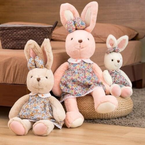 Soft Stuffed Animals Kids Long Ear Bunny Floral Skirt Rabbit Sleeping Cute Cartoon Plush Toy Dolls Children Birthday Girl Gift