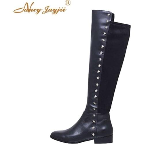 Women Shoes Adult ladies Black Boots Zipper Over-the-knee Zipper High Square heel Winter 2019