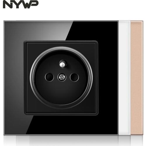 Nywp French standard plug, glass wallboard, French power supply, 16a 220V grounding socket, child protection door