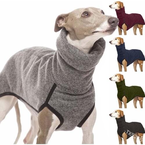 Pure Color Dog Clothes Warm Comfortable Fleece Coat Pet Clothes Dog Warm High Collar Clothes