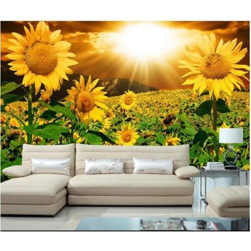 Custom photo wallpaper 3d murals wallpapers for sitting room 3 d sunflower scenery landscape tv setting wall papers home decor