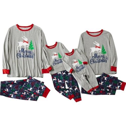 Christmas Family Pajamas Set Xmas Parent-child Suit Letter Elk Prints Sleepwear Nightwear Kids Dad Mom Matching Family Outfits