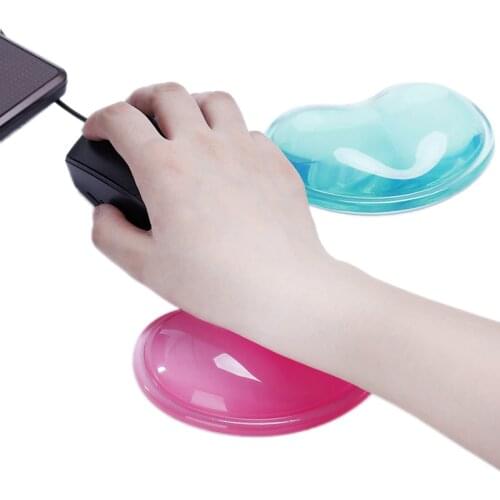 Silicone Heart Shaped Mouse Pad Cold Transparent Wrist Rest Support Pads Anti-Fatigue Transparent Gel Soft Silicone Mouse Wrist
