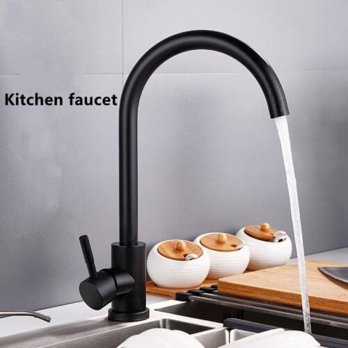 Stainless Steel Brushed Nickle Kitchen Faucets Hot and Cold Water Mixer Mounted Sinks 360 Rotate Taps Single Handle Single Hole