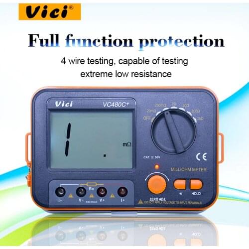 VICI VC480C+ Digital Milliohm Meter 2k ohm resistance tester multimetro with 4 wire test LCD Backlight