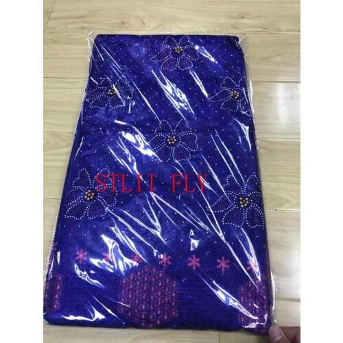 STILL FLY bazin riche brocade 2019 royal blue tissu african dry lace fabric with beads and stoens brocade fabric 5+2yards/lot