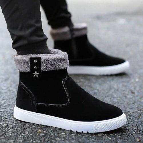 ZEEKSON Snow Boots Mens Winter Warm and Velvet Mens Shoes School Trend High-top Mens Martin Boots Thick Cotton Shoes Men