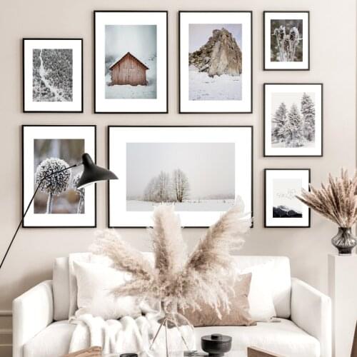 Winter Snow Forest House Dandelion Wall Art Canvas Painting Nordic Posters And Prints Wall Pictures For Living Room Home Decor