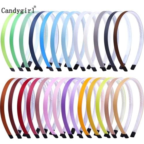 1cm Solid Color DIY Headband for Girls Kids Satin Ribbon Hairband Covered Hair Band Multicolor Headwear Accessories