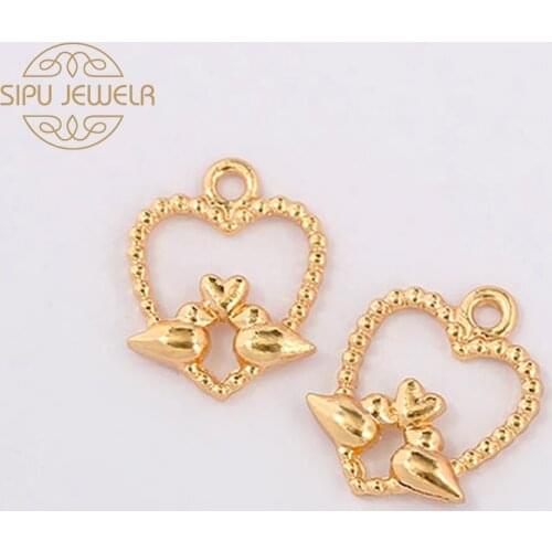 10Pcs Charms Heart 18*15mm Gold Color Alloy Metal Sweet Love Pendant Accessories Wholesale For DIY Earrings Making Accessories