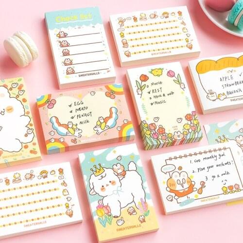 100sheets Cute Rabbit Memo Pad Can Tear Portable Message Stick Sticky Note Memo Notepad Mini Notebook school supplies